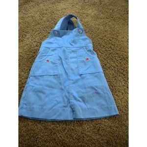 Vintage Carters Soft Denim Overall Dress Floral Pockets Size 5 (vc2)